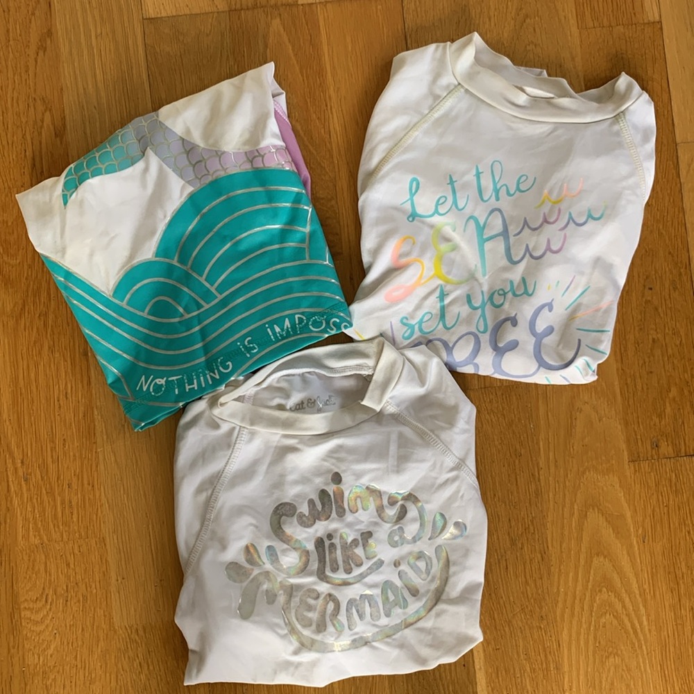 Cat & Jack rash guards. Size XS 4-5